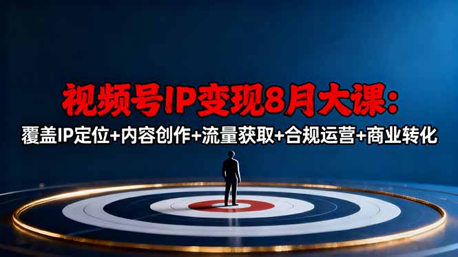 视频号IP变现8月大课：全面解析IP定位、内容创作、流量获取、合规运营及商业转化-网赚项目资源库