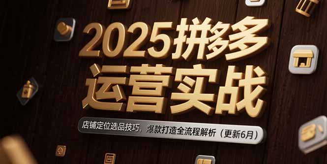 2025年拼多多运营实战：店铺定位与选品技巧，爆款打造全流程解析（更新至6月）-网赚项目资源库
