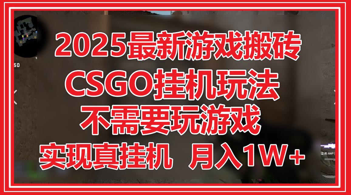 2025年最新游戏搬砖指南：无需玩游戏，CSGO挂机月入1W+-网赚项目资源库