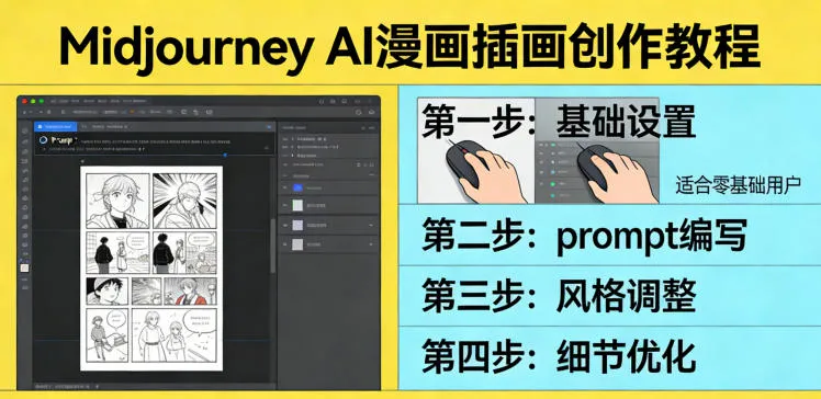 Midjourney AI漫画插画教程：零基础轻松创作完整漫画-网赚项目资源库