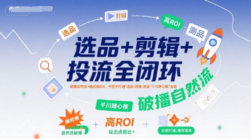 全链条优化：选品、剪辑、投流，破播自然流与高ROI，手把手教你“千川随心推”-网赚项目资源库