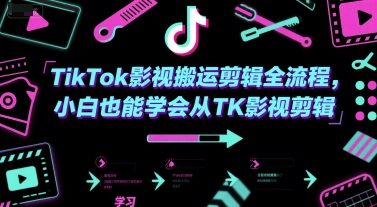 TikTok影视剪辑教程：小白入门到精通，TK影视搬运全流程解析-网赚项目资源库