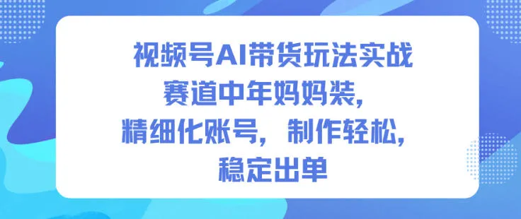 视频号AI带货实战指南：年妈妈装赛道，精细化运营，轻松出单-网赚项目资源库
