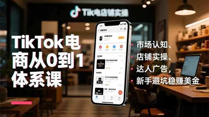 TikTok电商入门与实操：市场洞察、店铺运营、达人合作，新手必看避免亏损-网赚项目资源库