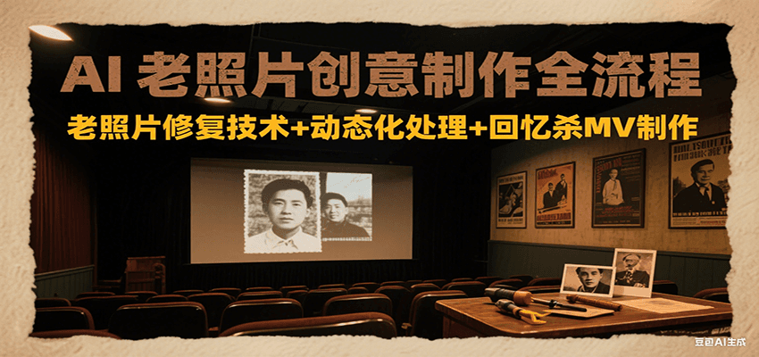 AI老照片创意制作全流程:老照片修复技术+动态化处理+回忆杀MV制作-网赚项目资源库