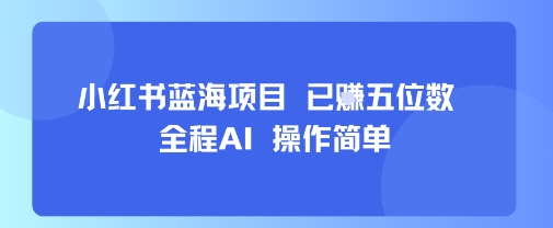 小红书AI蓝海项目：全程自动化，简单易操作，五位数收益-网赚项目资源库