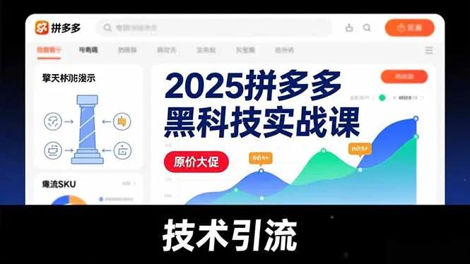2025拼多多黑科技实战课：擎天柱玩法、爆流SKU、原价大促，技术引流，单店日销轻松破千单-网赚项目资源库