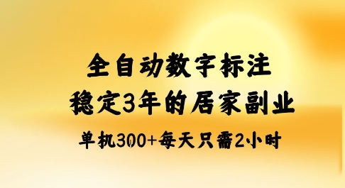 全自动数字标注：稳定3年蓝海项目，居家副业单机日入3张+揭秘-网赚项目资源库