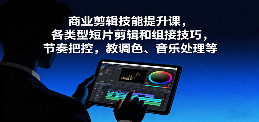 商业剪辑技能提升课程：短片剪辑与组接技巧、节奏控制、调色与音乐处理-网赚项目资源库