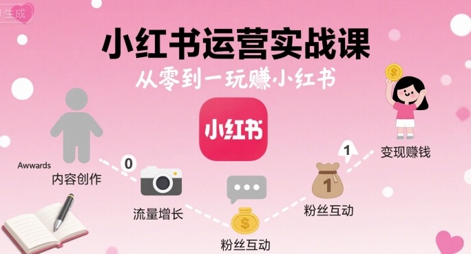 小红书运营实战课程：零基础到精通的赚钱技巧-网赚项目资源库