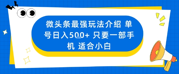 微头条赚钱技巧：日入50+，手机操作，新手必学-网赚项目资源库