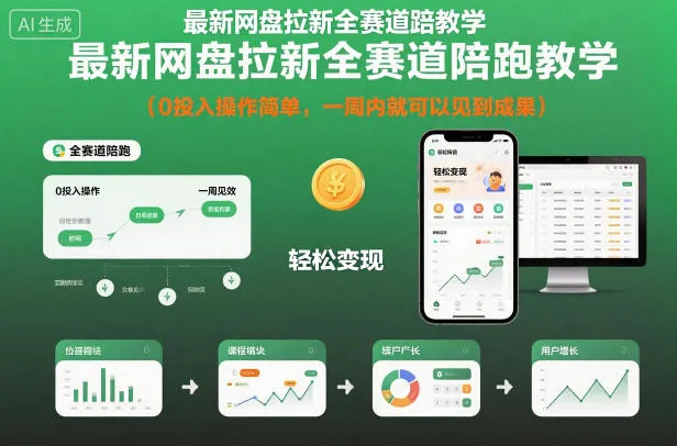 最新网盘拉新全赛道陪跑教学，0投入操作简单，一周内即可见效-网赚项目资源库