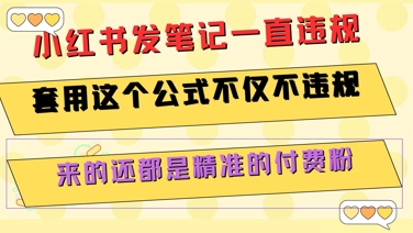 小红书笔记发布违规？用这个公式，精准付费粉丝轻松到手！-网赚项目资源库