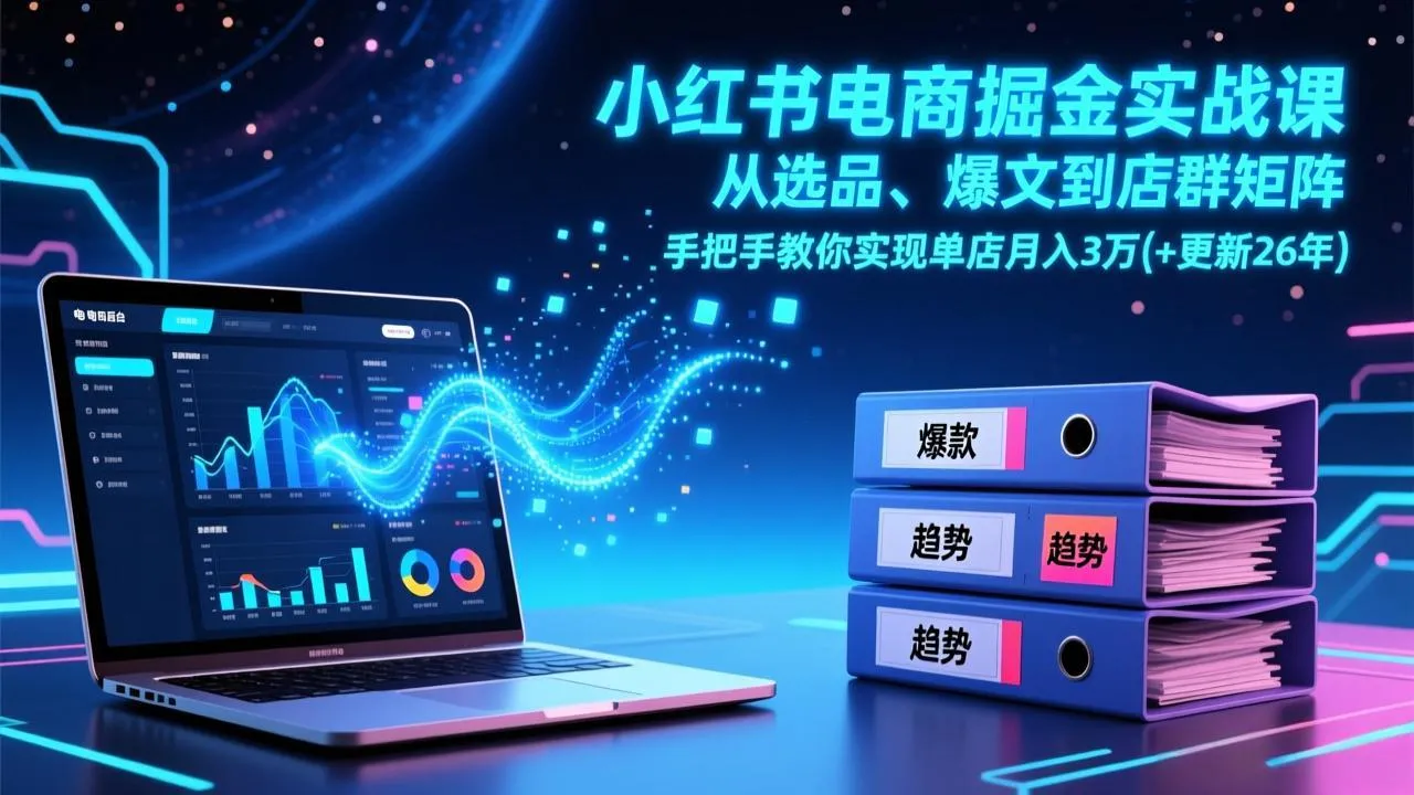 小红书电商实战课程：选品、爆文到店群矩阵，教你单店月入3万+（更新至2026年）-网赚项目资源库