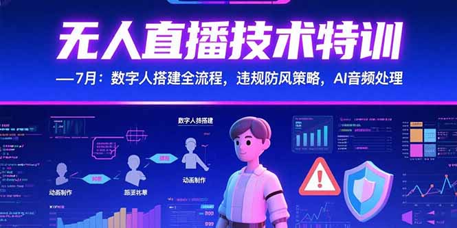 无人直播技术特训：7月数字人搭建全流程及违规防风策略，AI音频处理-网赚项目资源库