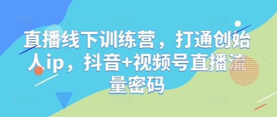 抖音+视频号直播流量秘籍：创始人IP打造与线下训练营-网赚项目资源库