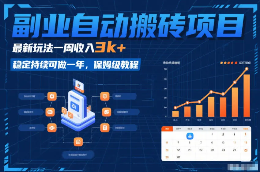 副业自动搬砖项目：一周收入3k+，稳定持续可做一年，保姆级教程揭秘-网赚项目资源库