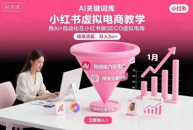 小红书虚拟电商项目：AI+自动化SEO，月入3万+-网赚项目资源库