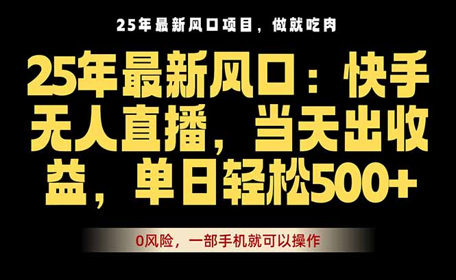 25年最新无人直播玩法，当天秒出单，一部手机就可操作-网赚项目资源库