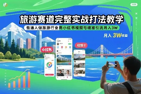 旅游行业实战攻略：小红书视频号精准引流，月入3万-网赚项目资源库