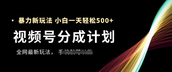 视频号高效分成策略,新手日增5张+攻略-网赚项目资源库