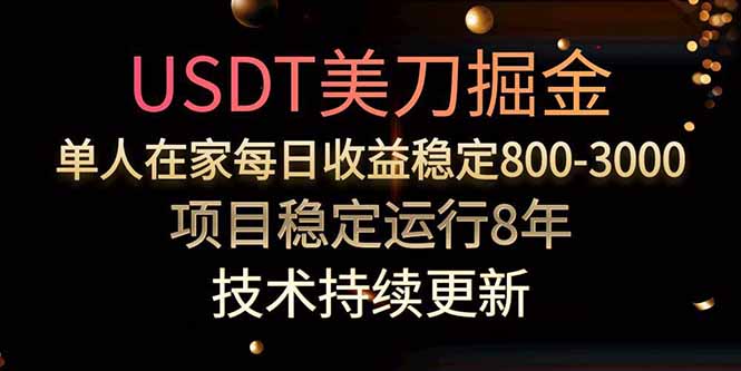 USDT收益高，单人每日稳定800-3000元，运行8年-网赚项目资源库