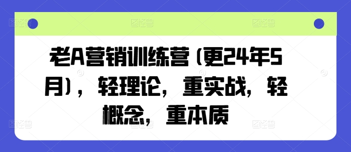 老A营销训练营：25年7月，理论与实战并重，概念与本质深入-网赚项目资源库