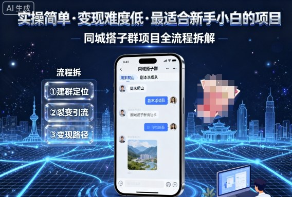 新手小白必学：简单实操、低门槛变现，每天轻松赚3张收入，同城搭子群项目全流程解析-网赚项目资源库