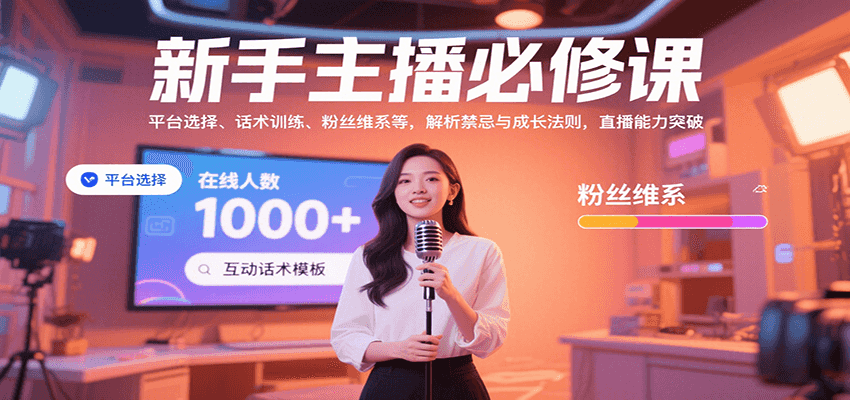 新手主播成长指南：平台选择、话术训练、粉丝维系技巧，揭秘禁忌与成长法则-网赚项目资源库