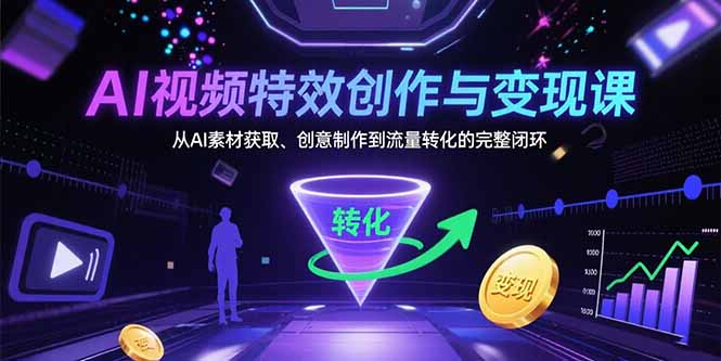 AI视频特效创作与变现课程：AI素材获取、创意制作到流量转化的完整闭环-网赚项目资源库