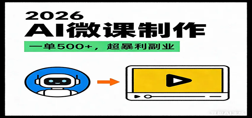 2026年AI风口副业：微课代写制作，每单500+，人人可参与的蓝海项目-网赚项目资源库