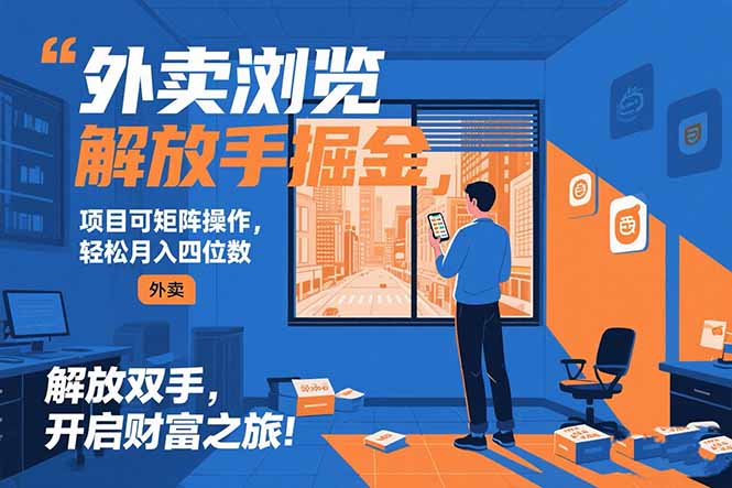 外卖浏览掘金项目:矩阵操作,轻松日入500+-网赚项目资源库