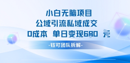 小白无脑项目公域引流私域成交0成本单日变现680元-网赚项目资源库