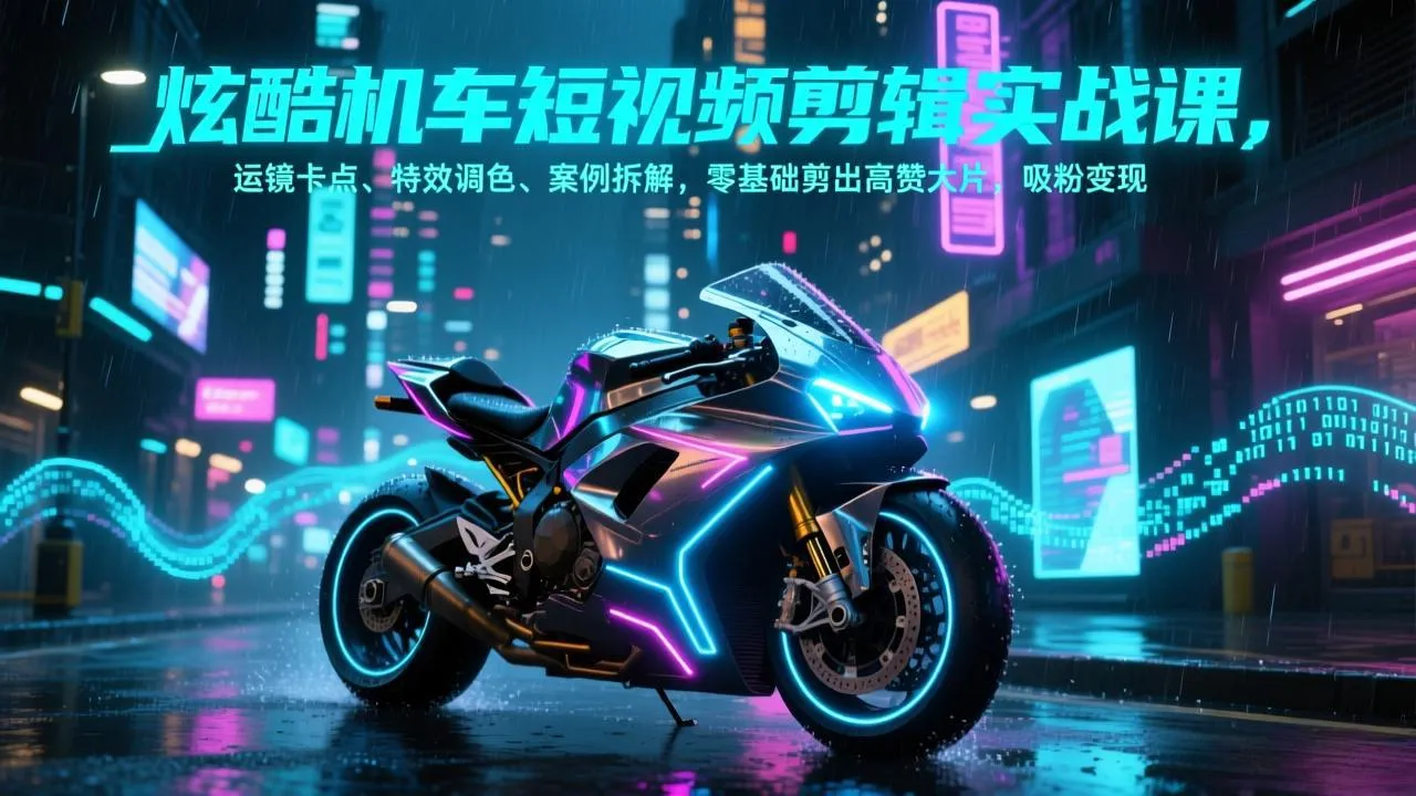 零基础打造爆款机车短视频：运镜、特效、案例解析，吸粉变现-网赚项目资源库