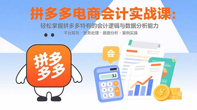 拼多多电商会计实战课：掌握拼多多独特会计逻辑与数据分析技巧-网赚项目资源库