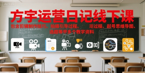 方宇运营日记线下课程:剪辑技巧、拍摄指导、起号策略与选题方法-网赚项目资源库