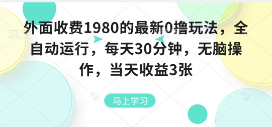 揭秘:全自动挂G,0撸最新玩法,30分钟收益3张,1980元外收费用-网赚项目资源库