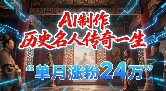 AI助力历史名人传奇一生起号，单月涨粉24W，成为涨粉+变现赛道黑马-网赚项目资源库