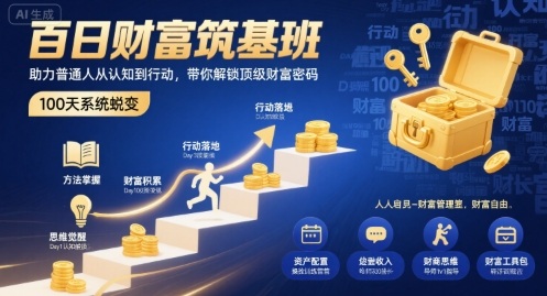 百日财富筑基班：普通人认知到行动，解锁顶级财富密码-网赚项目资源库