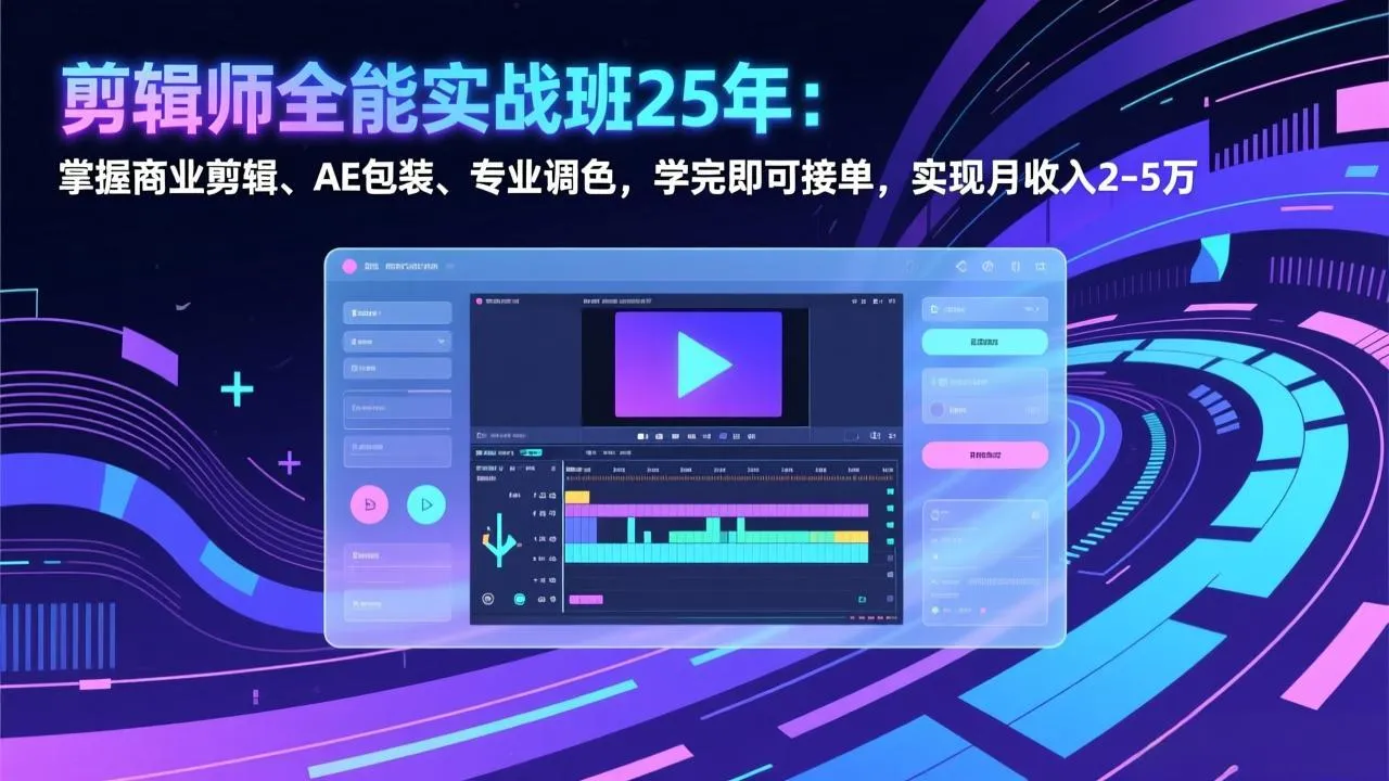 剪辑师全能实战班：25年经验，掌握商业剪辑、AE包装、专业调色，学完接单月入2-5万-网赚项目资源库