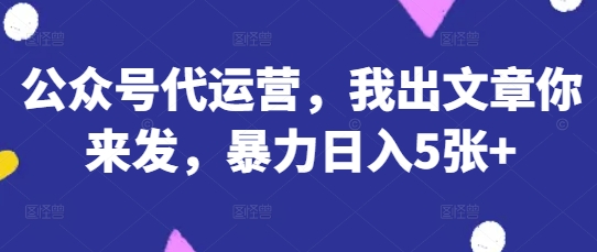 公众号代运营服务：文章撰写，收益翻倍！揭秘日入500+秘诀-网赚项目资源库