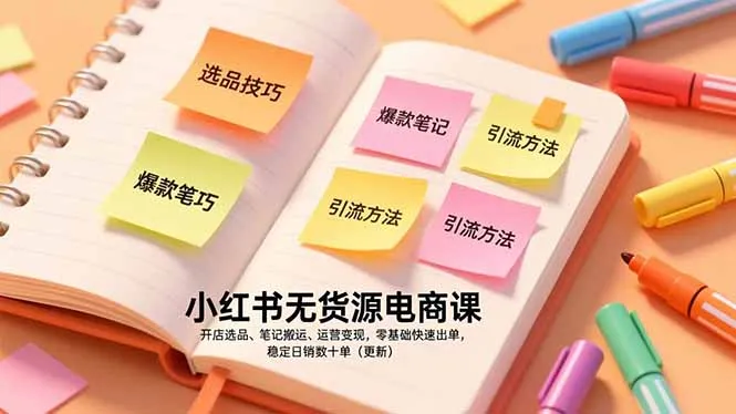 小红书无货源电商课程:零基础快速出单,稳定日销数十单-网赚项目资源库
