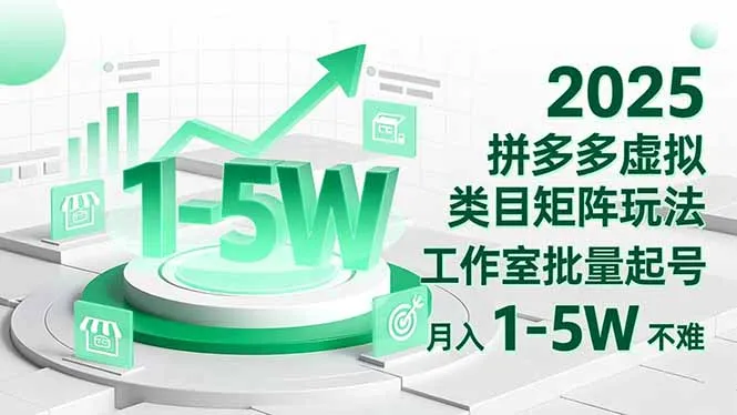 2025年拼多多虚拟商品矩阵运营策略,工作室批量起号月入1-5万攻略-网赚项目资源库