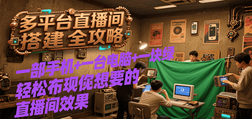 手机电脑绿布打造完美直播间：全攻略-网赚项目资源库