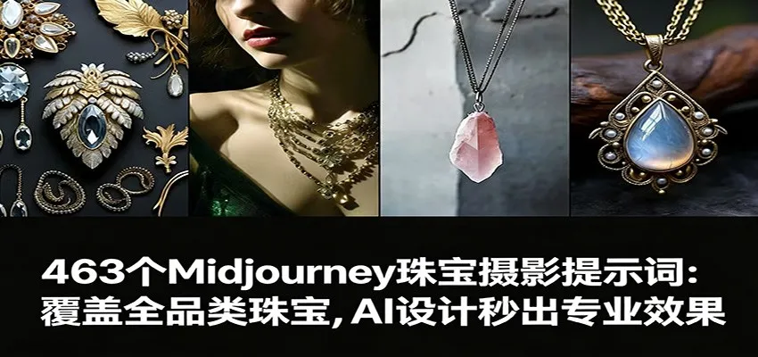 463个Midjourney珠宝摄影提示词：覆盖全品类，AI设计秒出专业效果-网赚项目资源库
