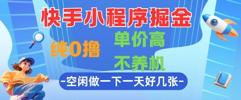 快手小程序赚钱指南：0成本高收益，轻松日赚多张【揭秘】-网赚项目资源库