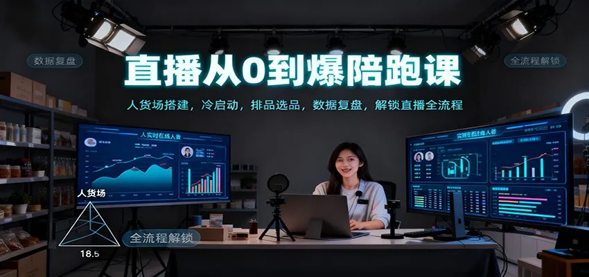 直播爆红秘籍：从0到1的陪跑课程，揭秘人货场打造、冷启动策略、产品排品与数据分析，解锁直播全流程-网赚项目资源库