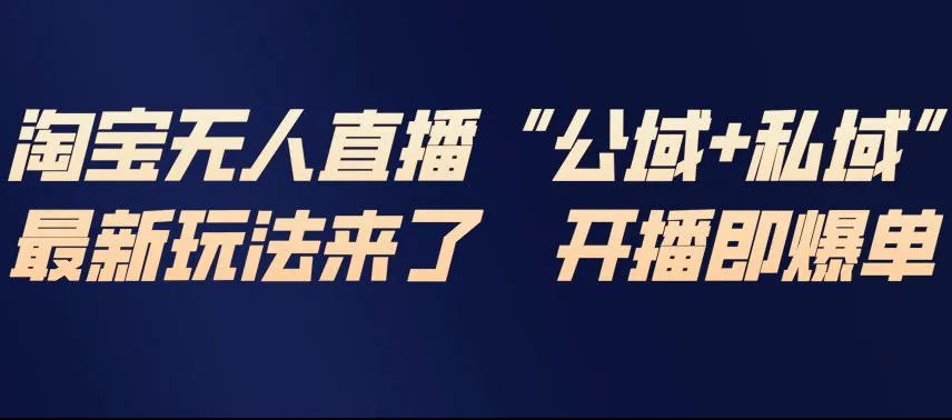 淘宝无人直播完整教程：公试+私域，最新玩法揭秘，开播即爆单-网赚项目资源库