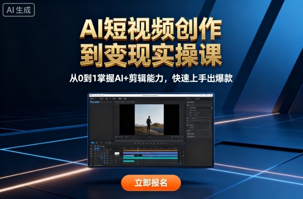 AI短视频创作变现实战课程：从零到一掌握AI剪辑技巧，快速制作爆款视频-网赚项目资源库