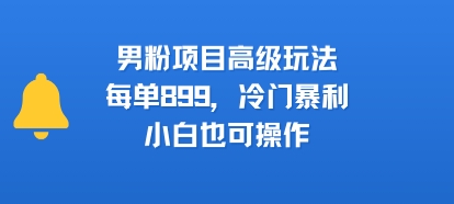 男粉项目高级玩法：每单899元，冷门暴利，小白也能操作-网赚项目资源库